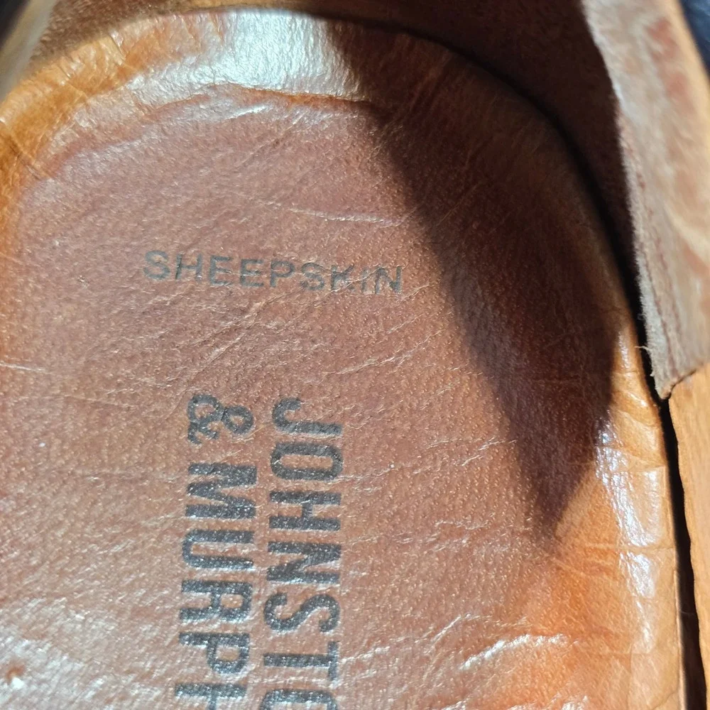 Johnston & Murphy McGuffey Loafer Black Leather Sheepskin Slip On Size 11 M Men‎